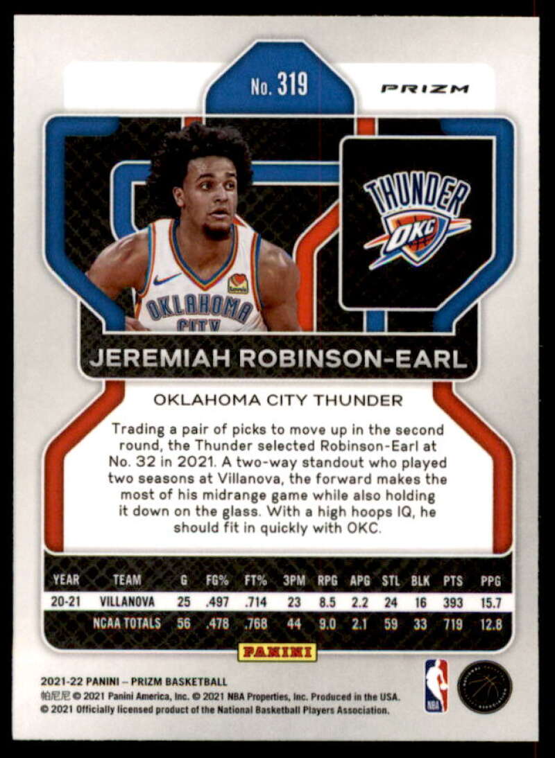 2021-22 Prizm JEREMIAH ROBINSON EARL Silver Prizm Rookie #319