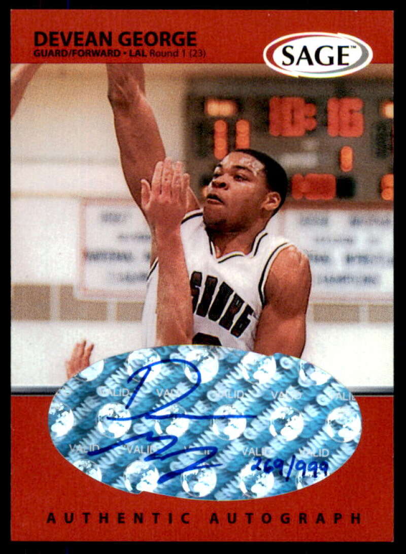 Devean George Rookie Card 1999 SAGE Autographs #A20  Image 1