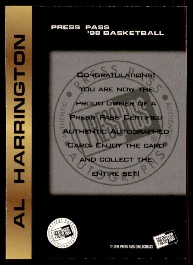 Al Harrington Rookie Card 1998 Press Pass Autographs #14  Image 2