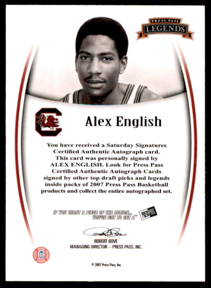 Alex English Card 2007-08 Press Pass Legends Signatures #62  Image 2