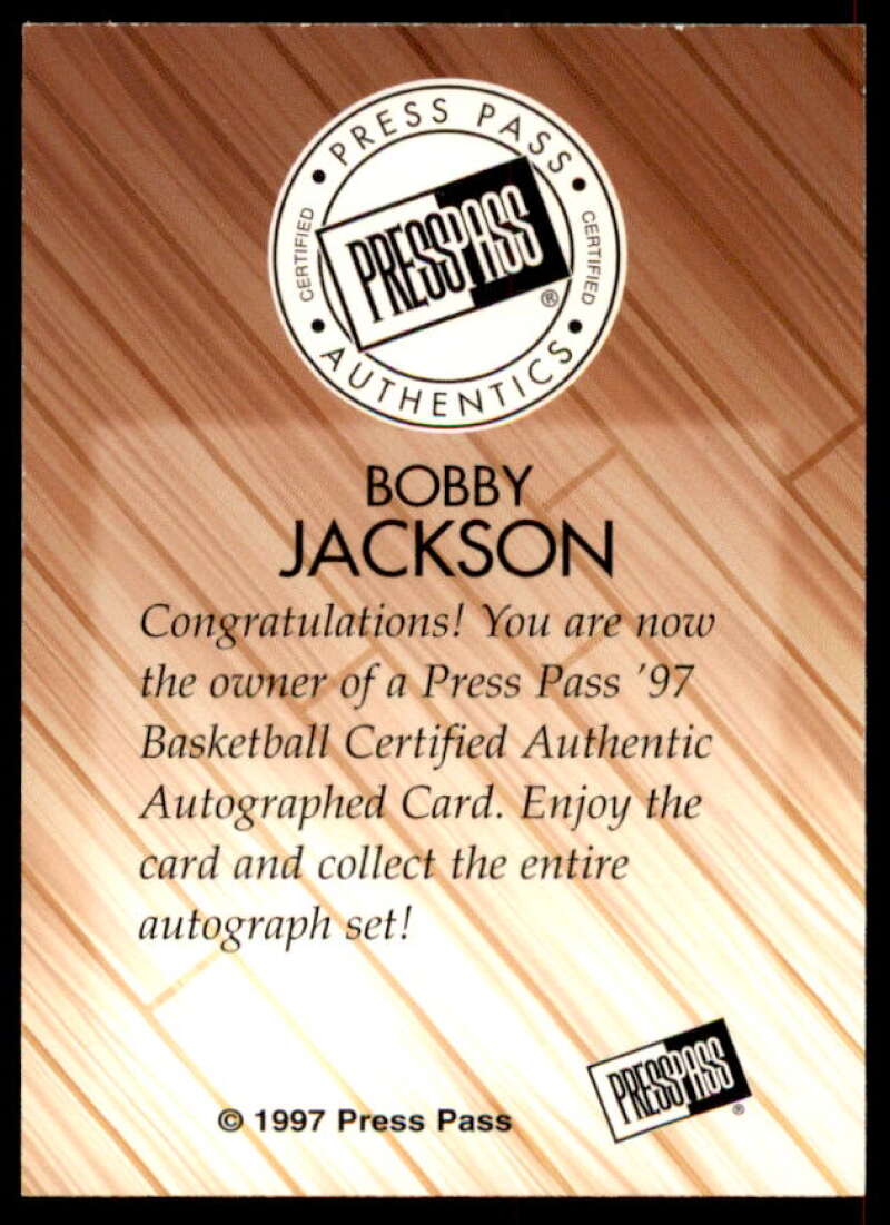 Bobby Jackson Rookie Card 1997 Press Pass Autographs #14  Image 2