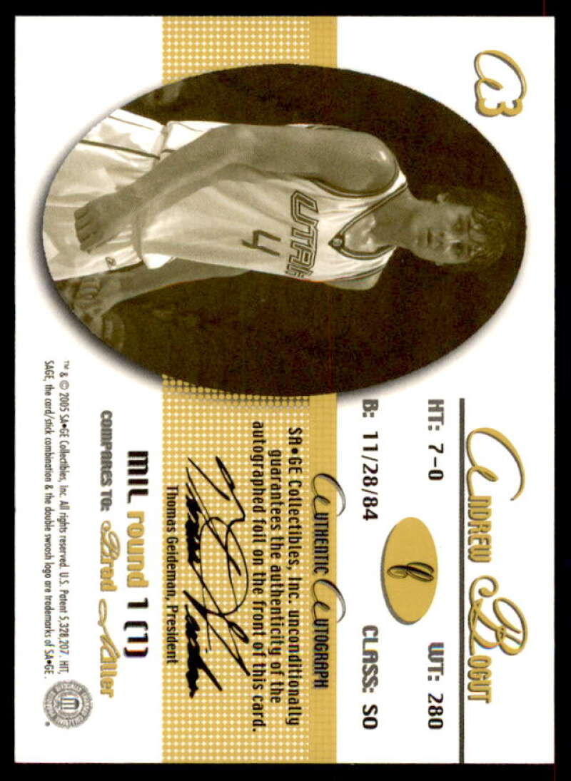 Andrew Bogut Rookie Card 2005 SAGE Autographs Red #A3  Image 2