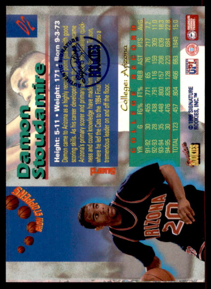 Damon Stoudamire 1995 Signature Rookies Draft Day Show Stoppers Signatures #D2  Image 2