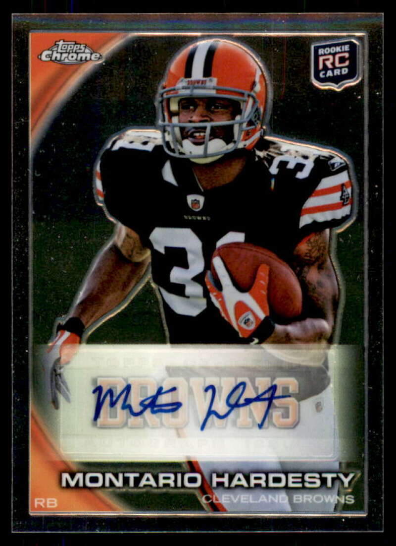 Montario Hardesty Rookie Card 2010 Topps Chrome Rookie Autographs #C168  Image 1