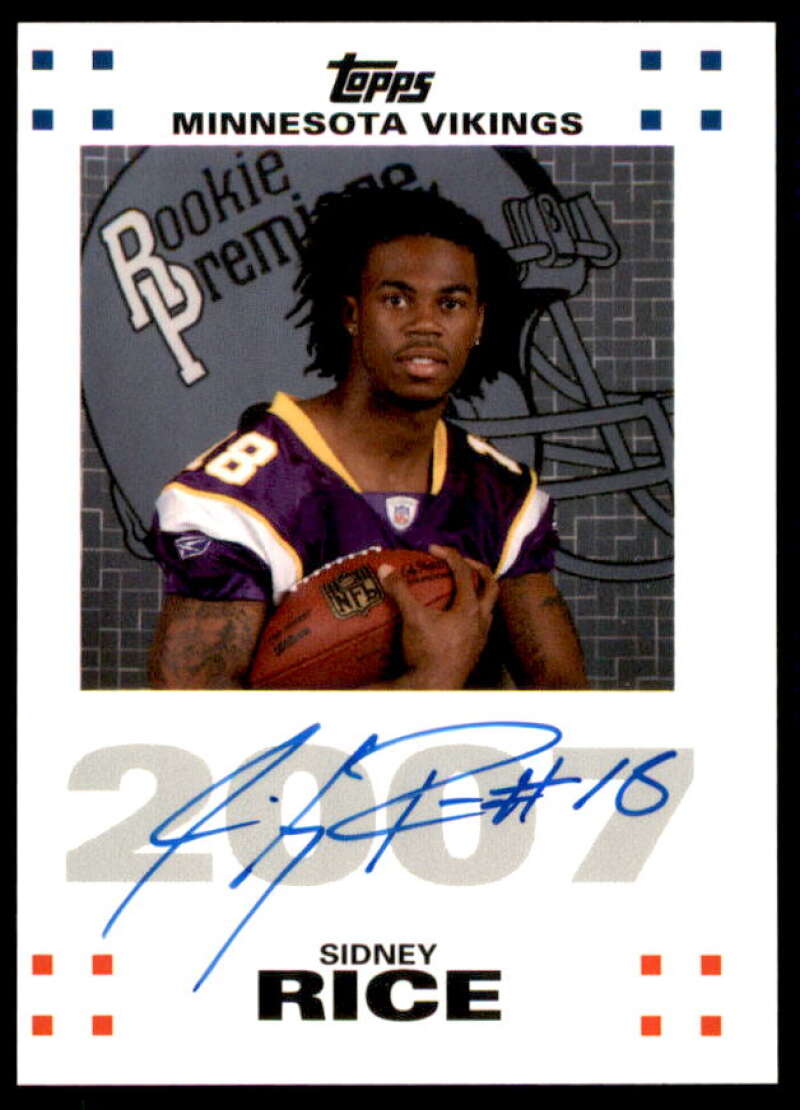 Sidney Rice Rookie Card 2007 Topps Rookie Premiere Autographs #SR  Image 1