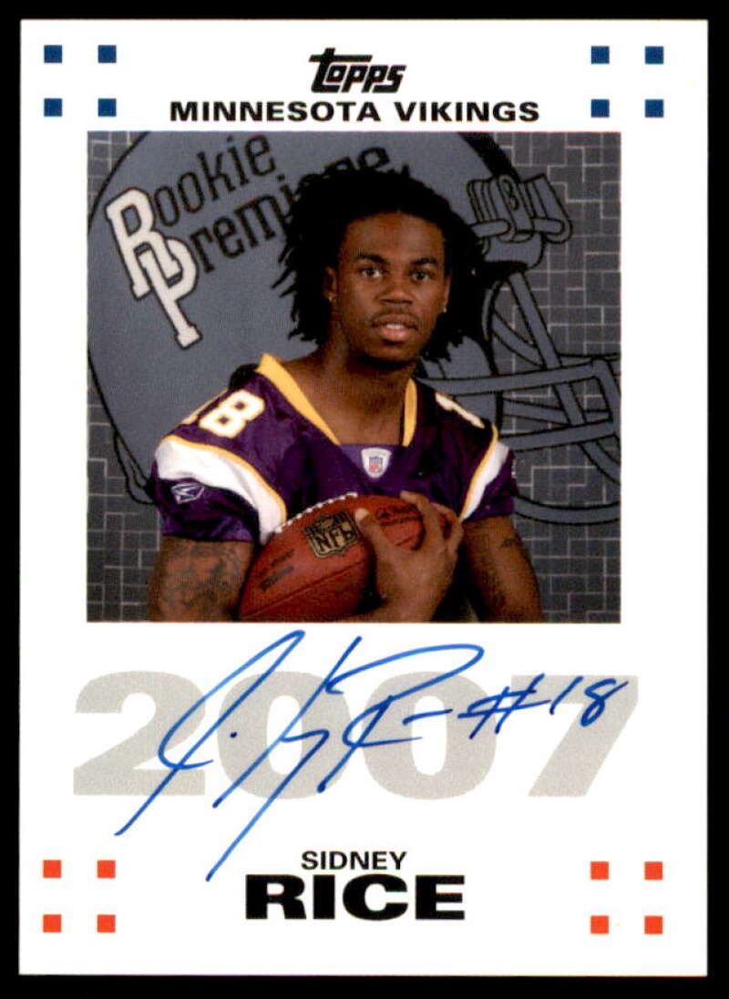 Sidney Rice Rookie Card 2007 Topps Rookie Premiere Autographs #SR  Image 1