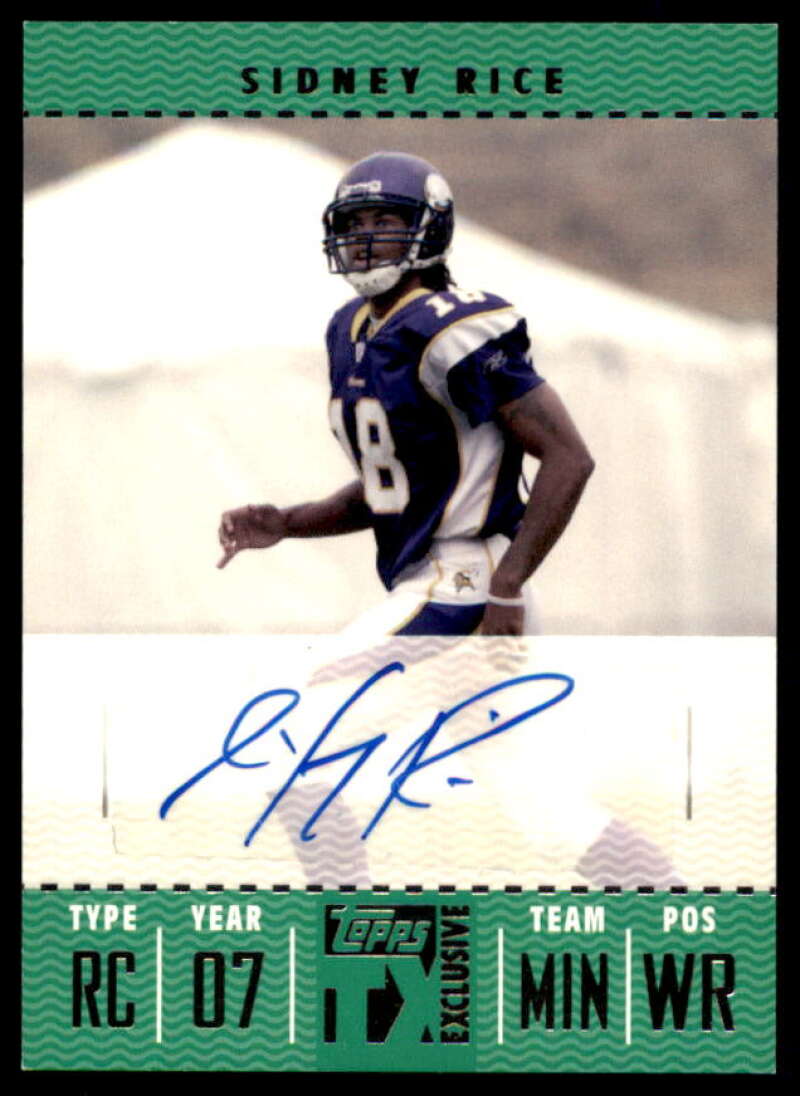 Sidney Rice Rookie Card 2007 Topps Exclusive Rookies Autographs #15  Image 1