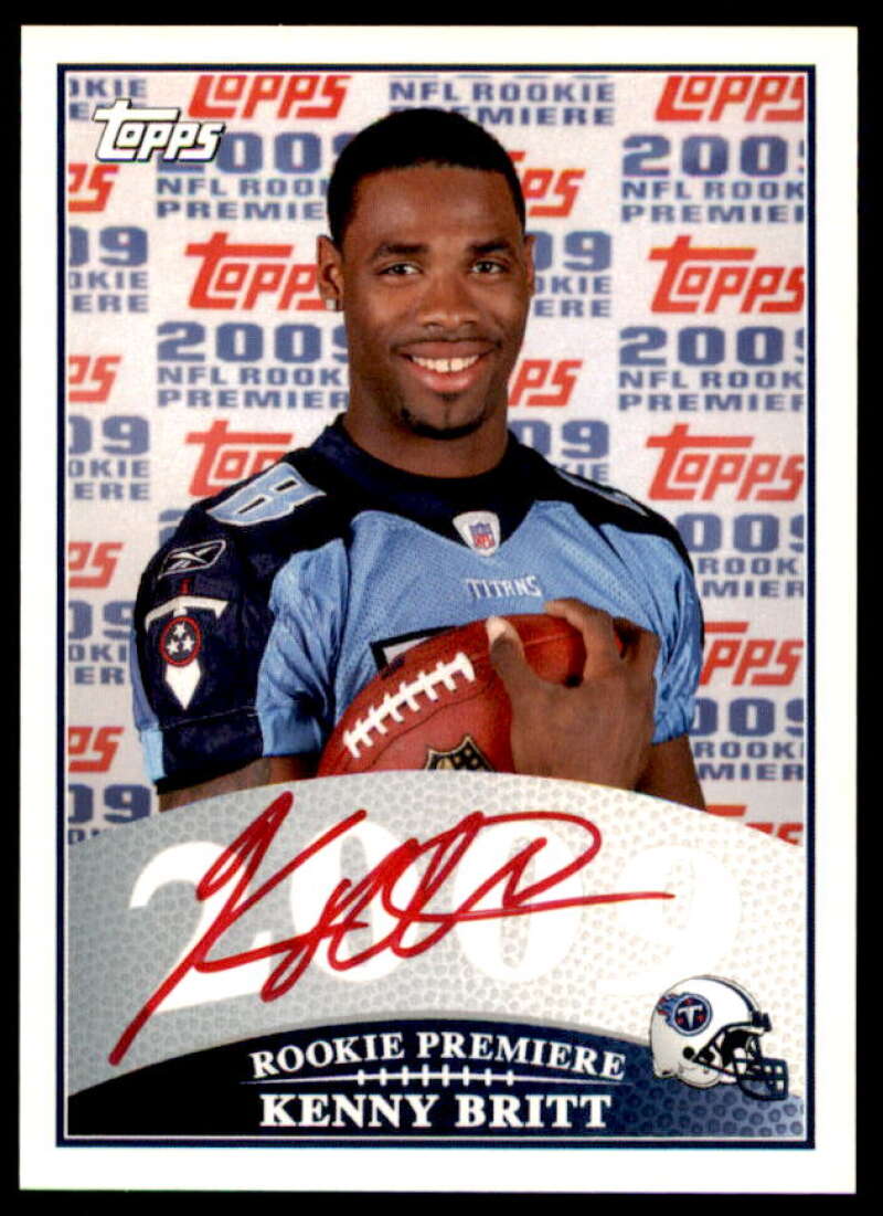 Kenny Britt Rookie Card 2009 Topps Rookie Premiere Autographs Red Ink #KB  Image 1