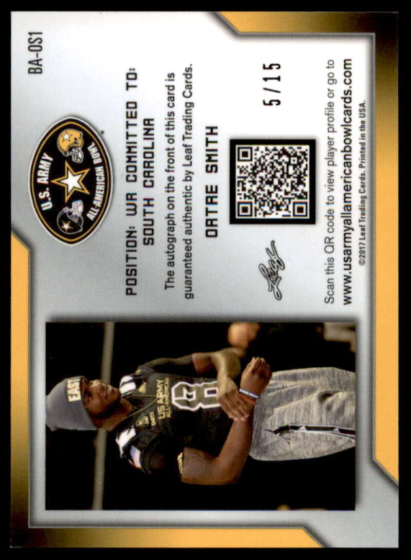 OrTre Smith Card 2017 Leaf Army All-American Bowl Metal Autographs Black #BAOS1  Image 2