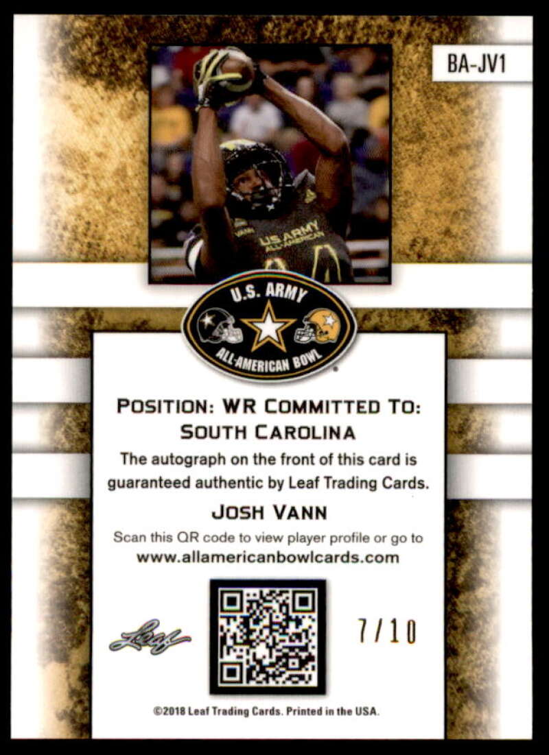 Josh Vann Rookie 2018 Leaf Army All-American Bowl Metal Autographs Green #BAJV1  Image 2