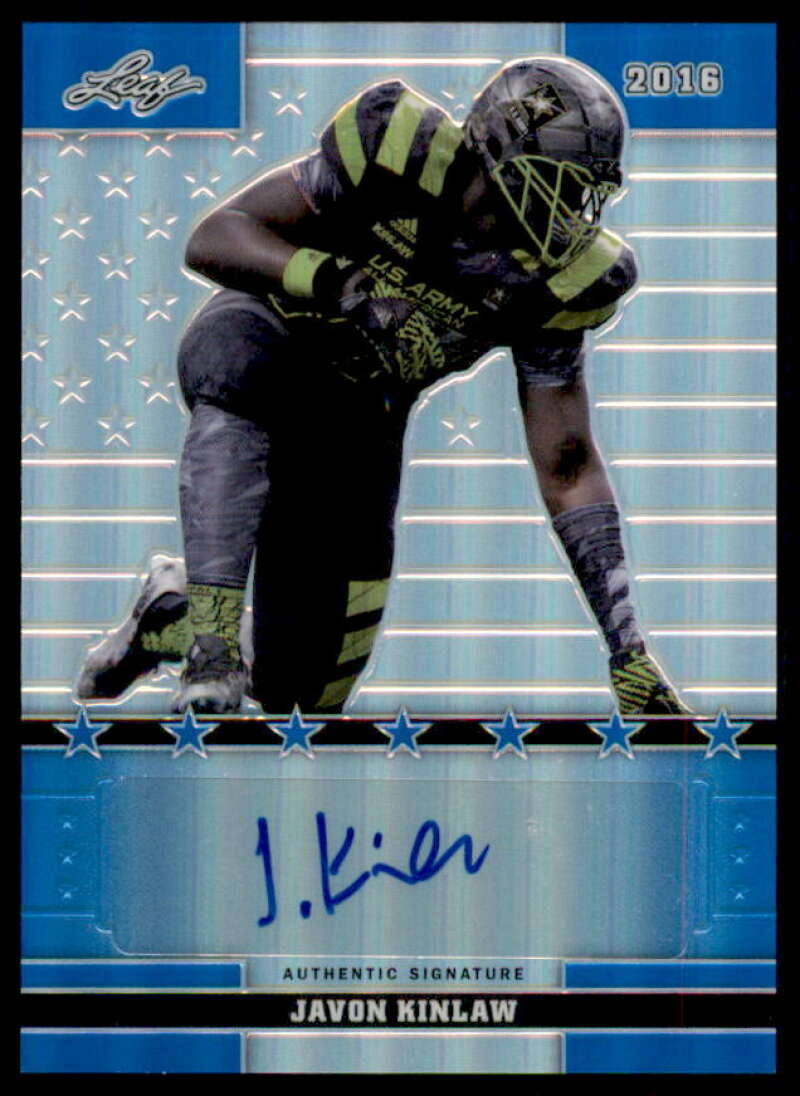 Javon Kinlaw 2016 Leaf Army All-American Bowl Flag Etch Metal Autographs Blue #48  Image 1