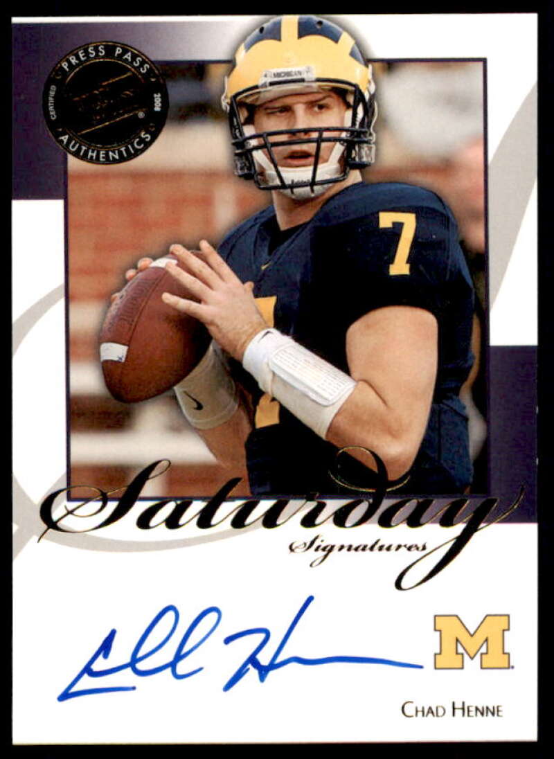 Chad Henne Rookie Card 2008 Press Pass Legends Saturday Signatures #SSCH  Image 1