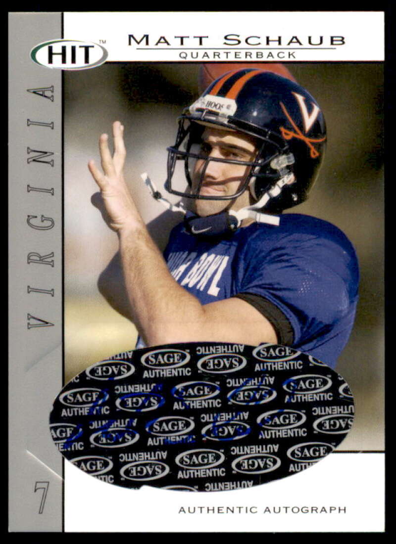 Matt Schaub Rookie Card 2004 SAGE HIT Autographs Silver #A35  Image 1