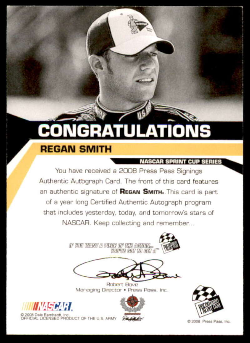Regan Smith Card 2008 Press Pass Signings #54  Image 2
