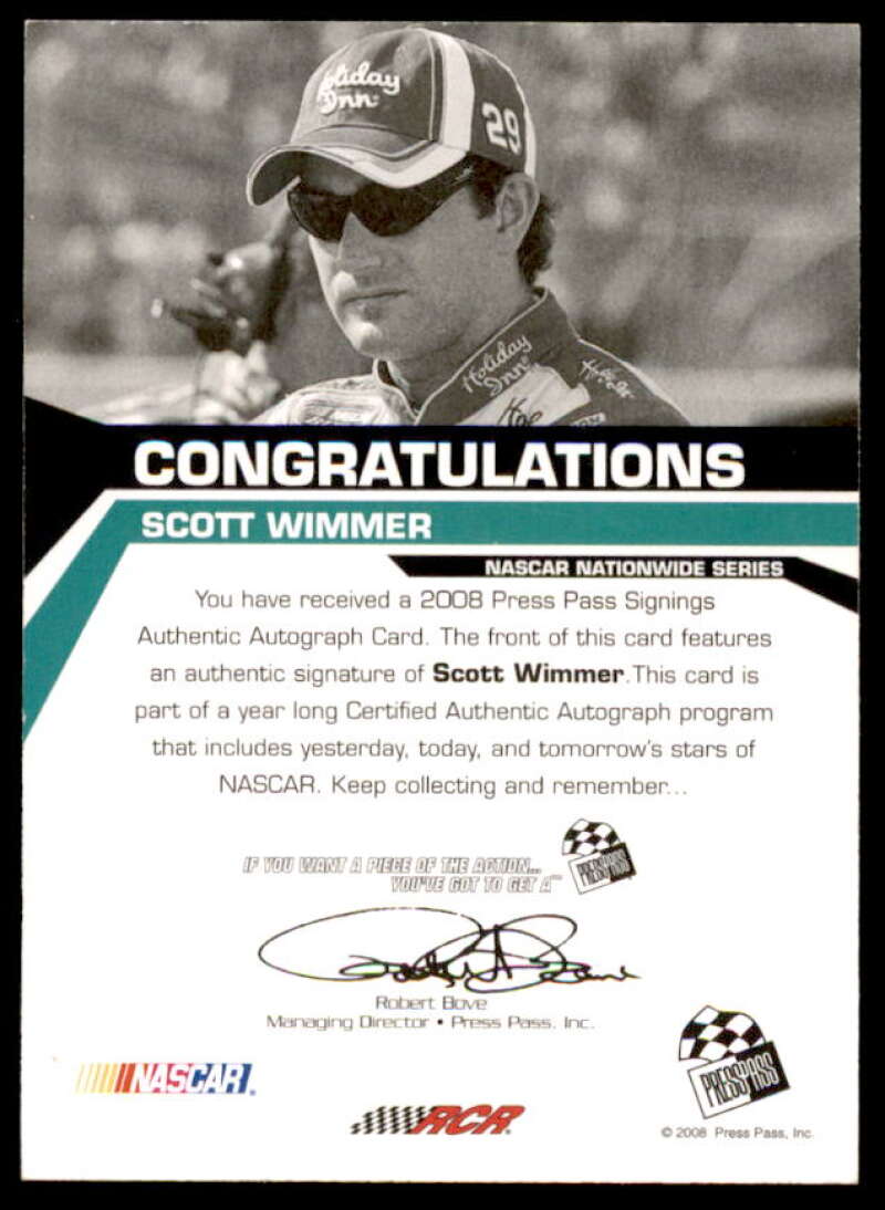 Scott Wimmer Card 2008 Press Pass Signings #62  Image 2