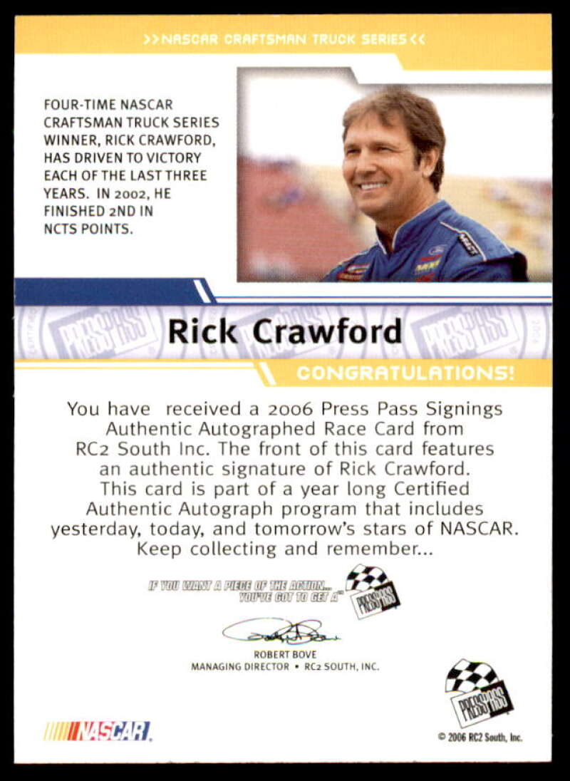 Rick Crawford Card 2008 Press Pass Signings #15  Image 2