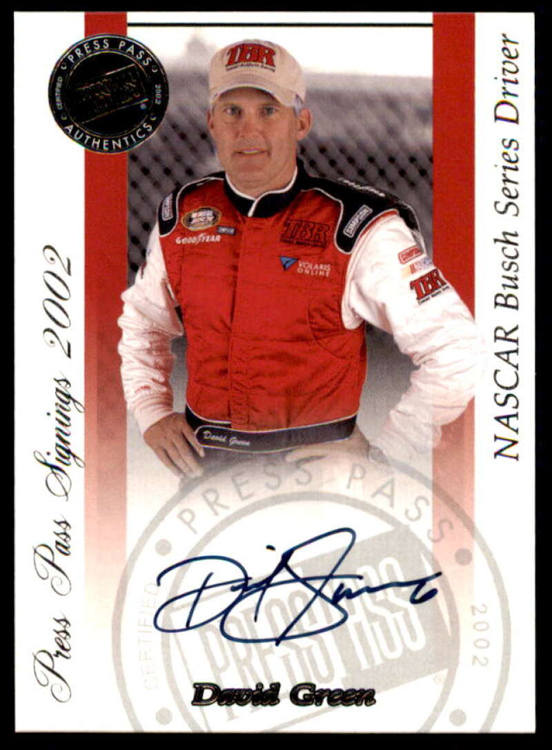 David Green Card 2002 Press Pass Signings #20  Image 1