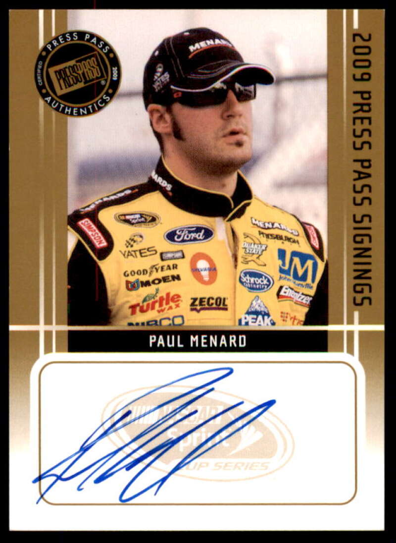 Paul Menard Card 2009 Press Pass Signings Gold #32  Image 1