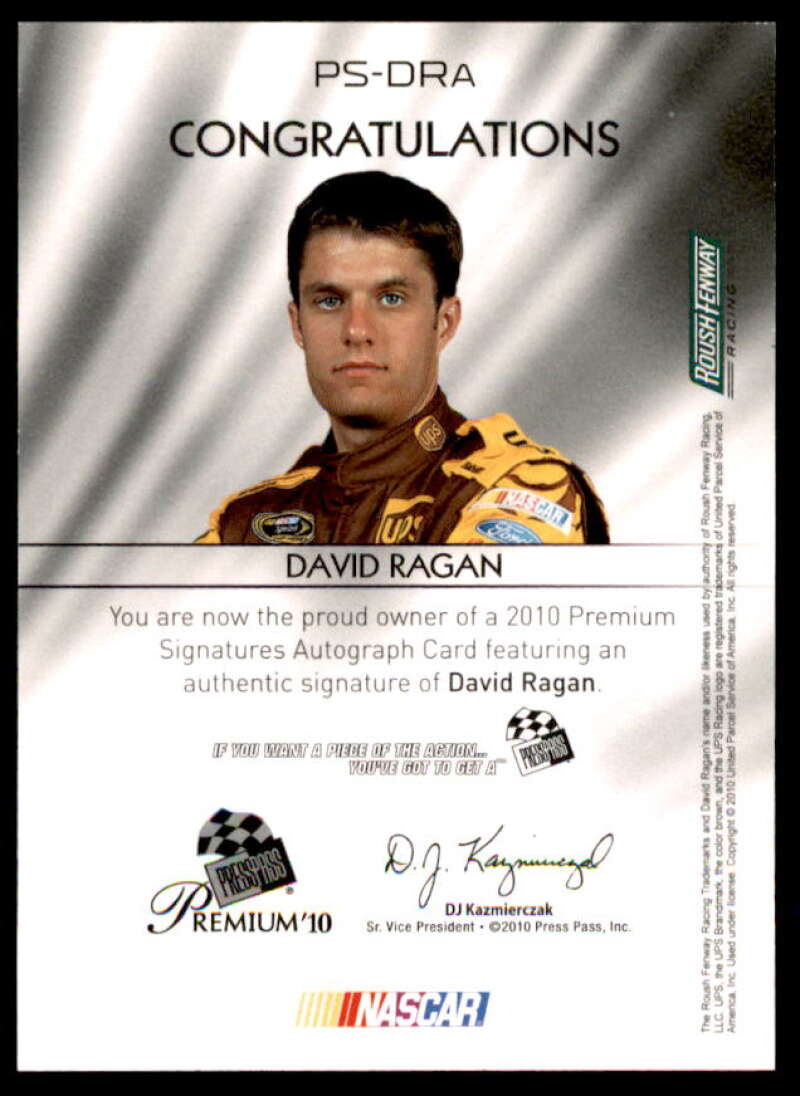 David Ragan Card 2010 Press Pass Premium Signatures #PSDR  Image 2