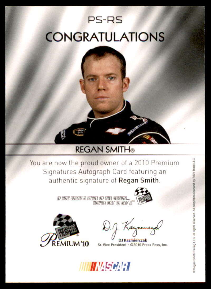 Regan Smith Card 2010 Press Pass Premium Signatures #PSRS  Image 2