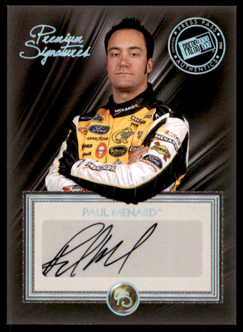 Paul Menard Card 2010 Press Pass Premium Signatures #PSPM  Image 1