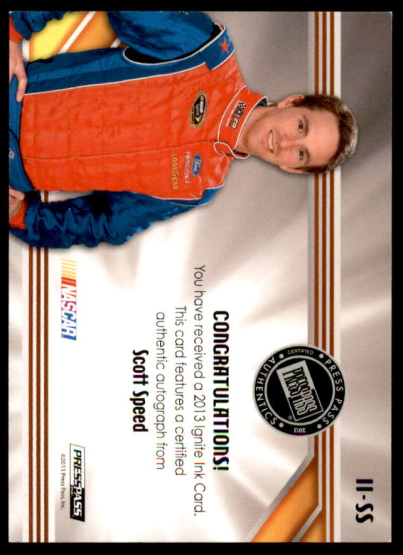 Scott Speed Card 2013 Press Pass Ignite Ink Black #IISS  Image 2