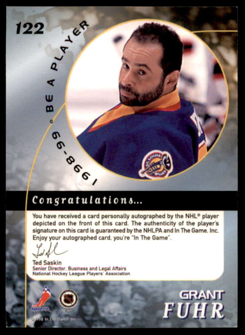 Grant Fuhr Card 1998-99 Be A Player Autographs #122  Image 2