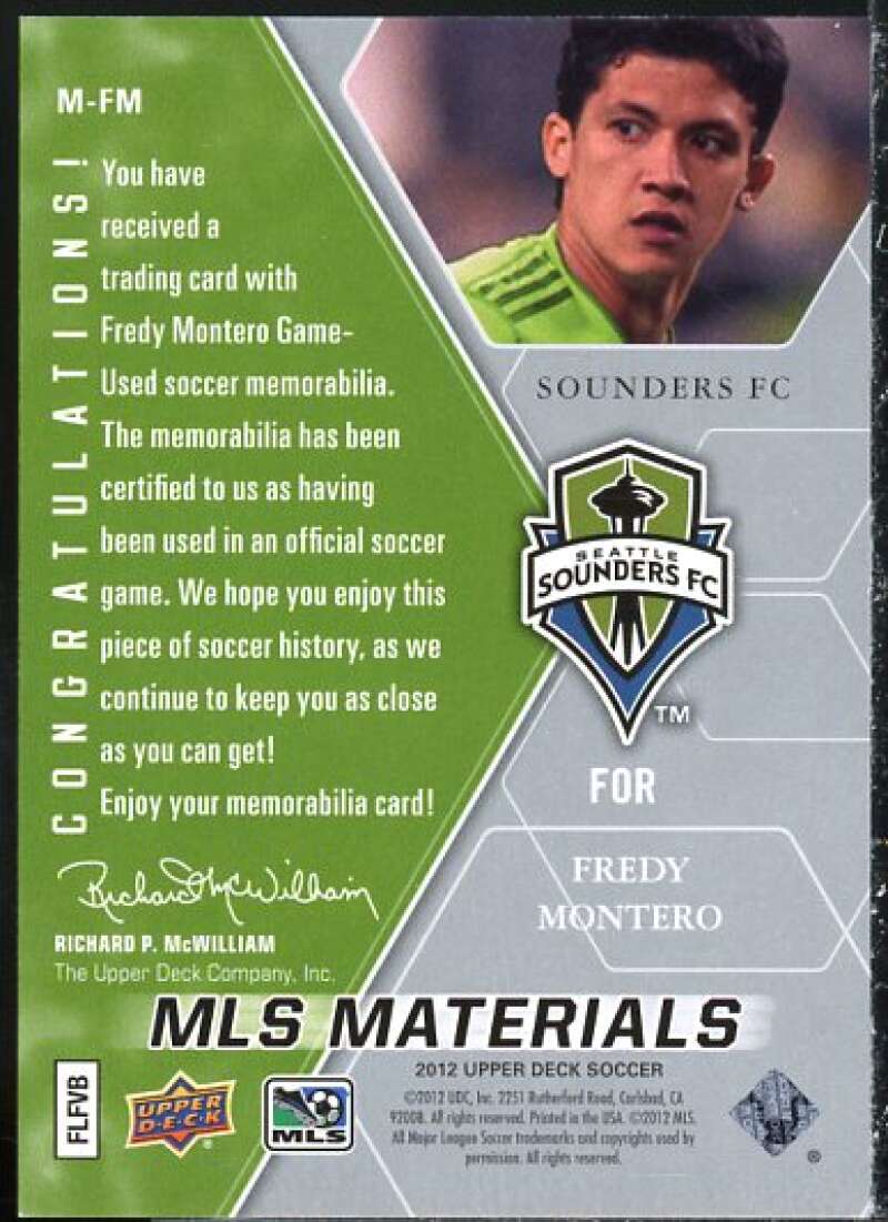 Fredy Montero Card 2012 Upper Deck MLS Materials #FM  Image 2