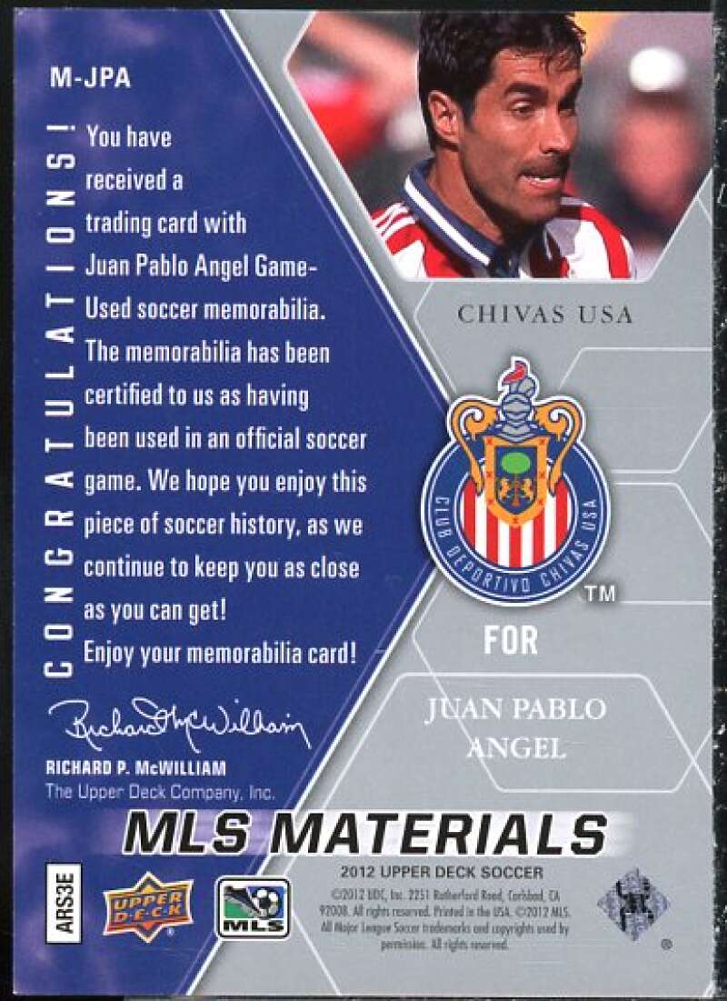 Juan Pablo Angel Card 2012 Upper Deck MLS Materials #JPA  Image 2