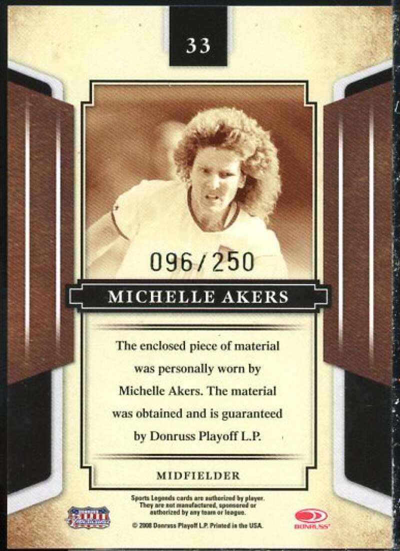 Michelle Akers Card 2008 Donruss Sports Legends Materials Mirror Blue #33  Image 2