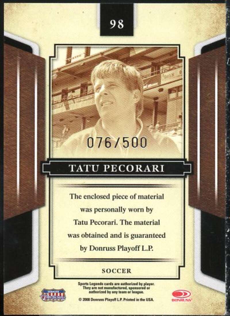 Tatu Pecorari Jsy Card 2008 Donruss Sports Legends Materials Mirror Red #98  Image 2