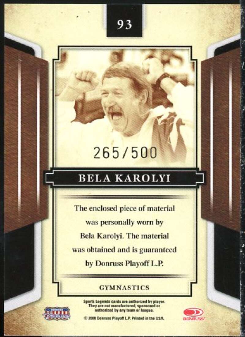 Bela Karolyi Shirt Card 2008 Donruss Sports Legends Materials Mirror Red #93  Image 2