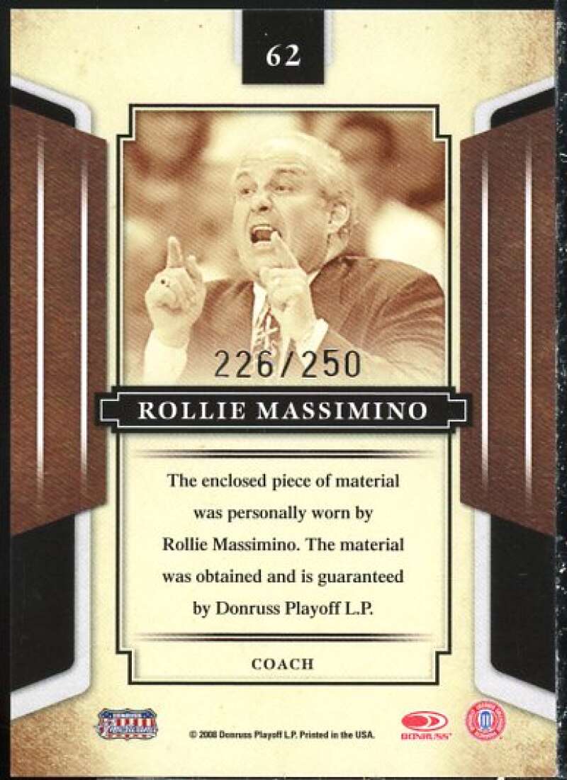 Rollie Massimino Card 2008 Donruss Sports Legends Materials Mirror Blue #62  Image 2