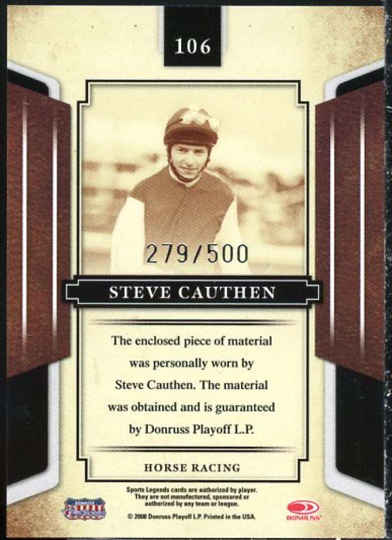 Steve Cauthen Silks Card 2008 Donruss Sports Legends Materials Mirror Red #106  Image 2