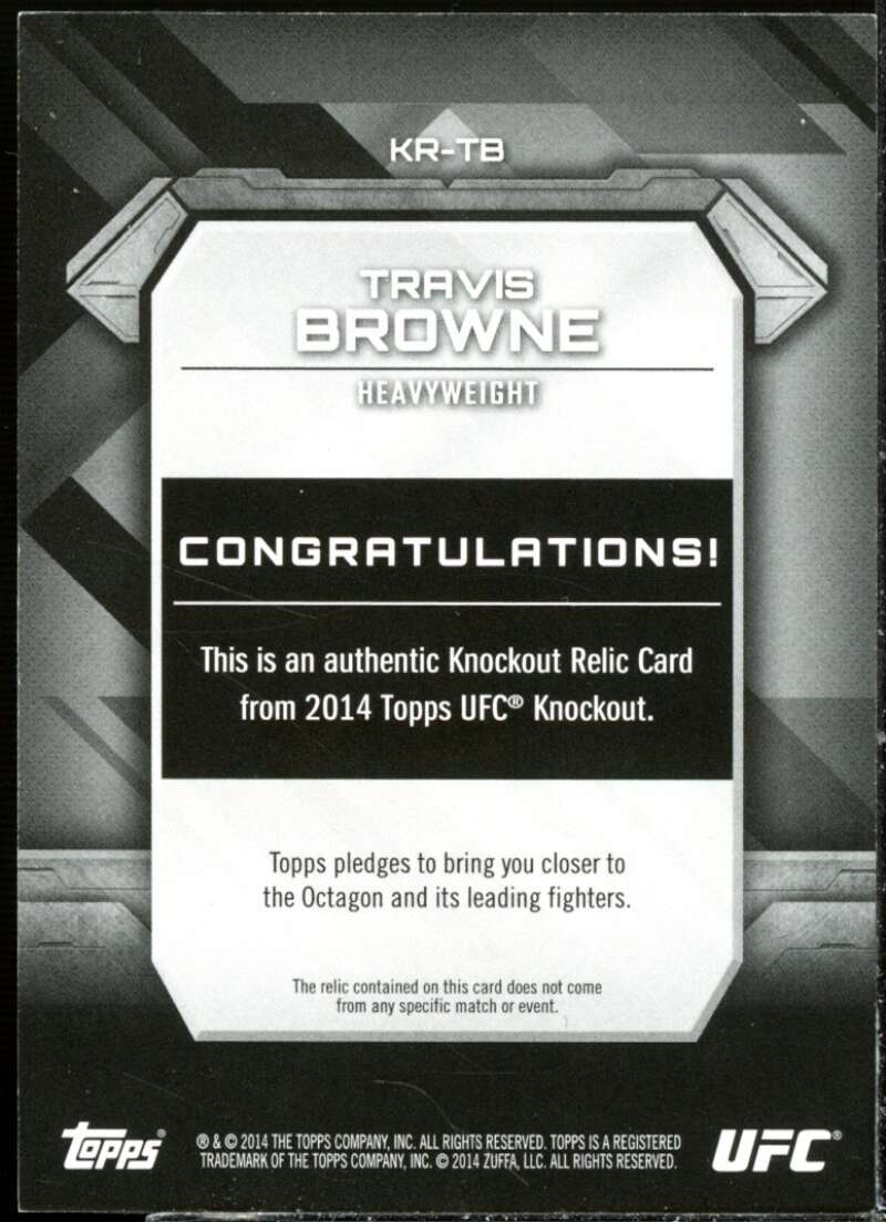 Travis Browne Card 2014 Topps UFC Knockout Relics #KRTB  Image 2