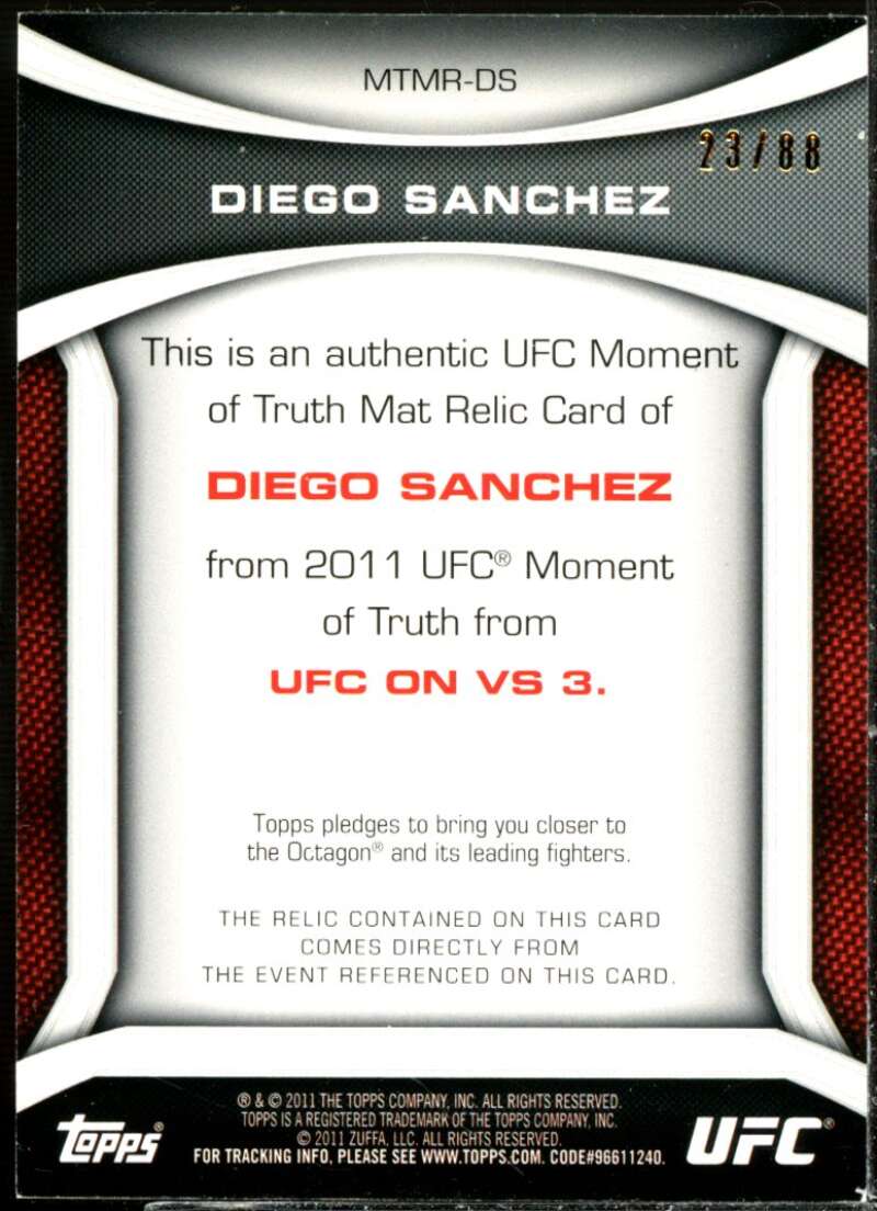 Diego Sanchez 2011 Topps UFC Moment of Truth Fight Mat Relics Black #MTMRDS  Image 2