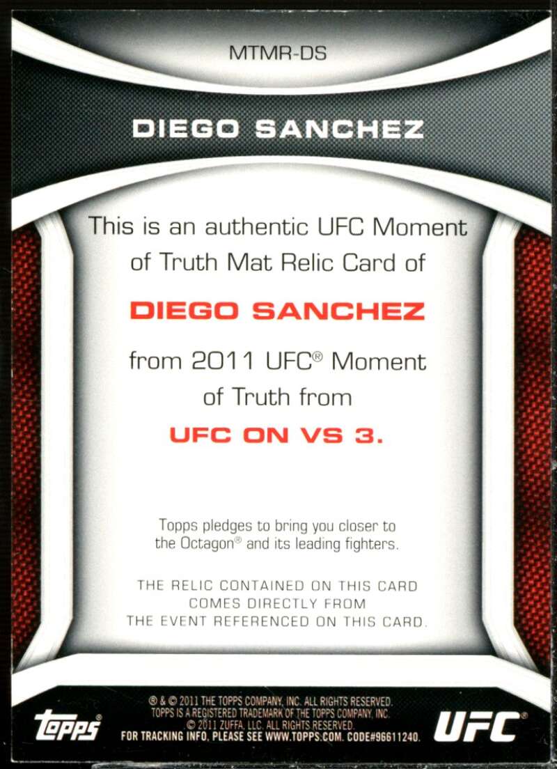 Diego Sanchez Card 2011 Topps UFC Moment of Truth Fight Mat Relics #MTMRDS  Image 2