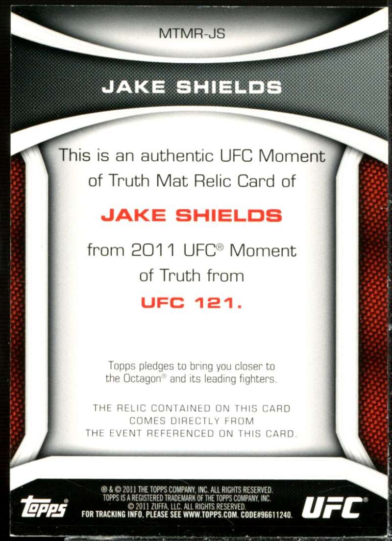 Jake Shields Card 2011 Topps UFC Moment of Truth Fight Mat Relics #MTMRJS  Image 2