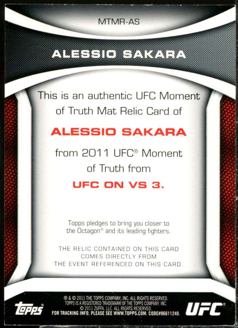 Alessio Sakara Card 2011 Topps UFC Moment of Truth Fight Mat Relics #MTMRAS  Image 2