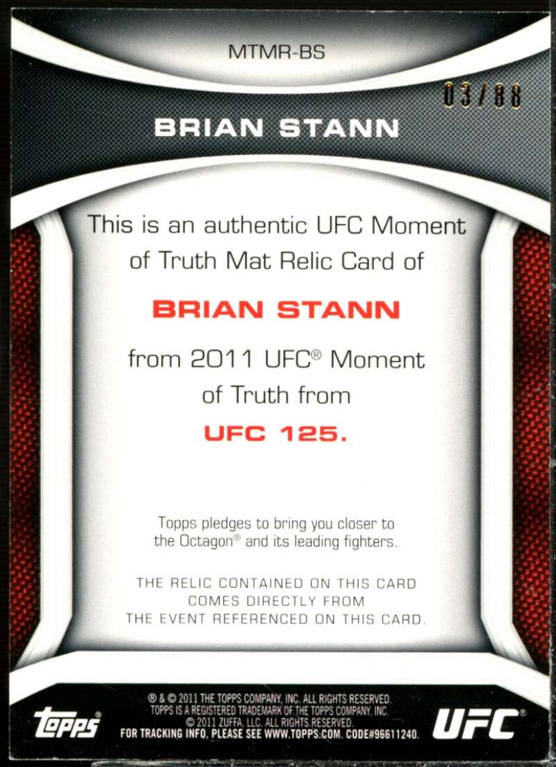 Brian Stann Card 2011 Topps UFC Moment of Truth Fight Mat Relics Black #MTMRBS  Image 2