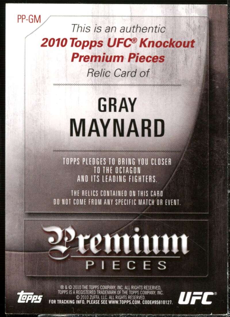 Gray Maynard Card 2010 Topps UFC Knockout Premium Pieces Relics #PPGM  Image 2