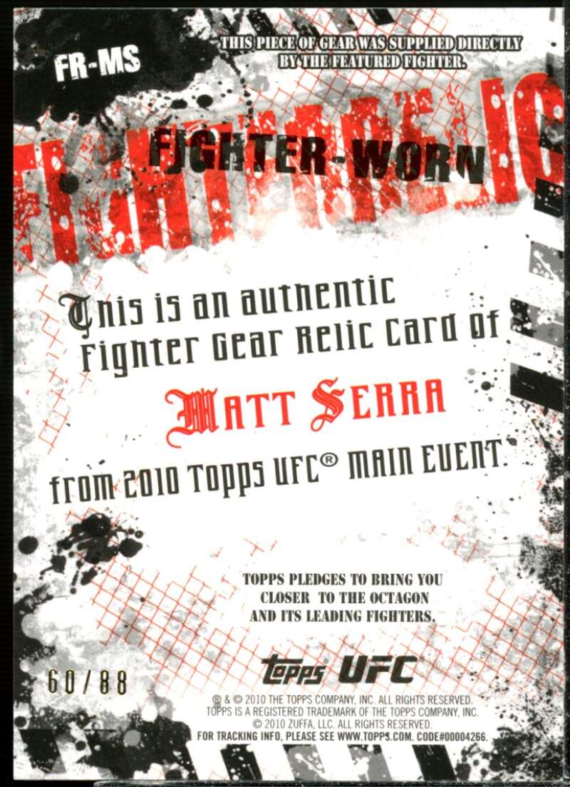 Matt Serra Card 2010 Topps UFC Main Event Fighter Relics Bronze #FRMS  Image 2