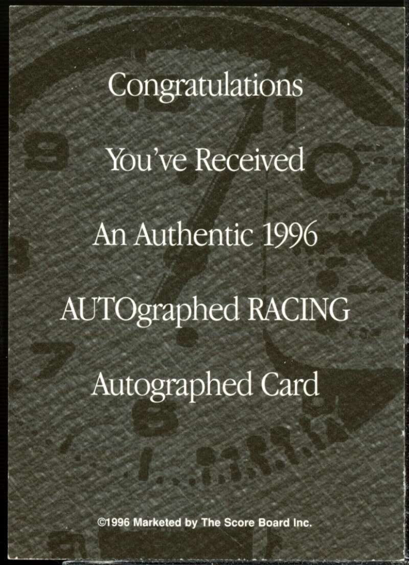 Charley Pressley Card 1996 Autographed Racing Autographs #43  Image 2