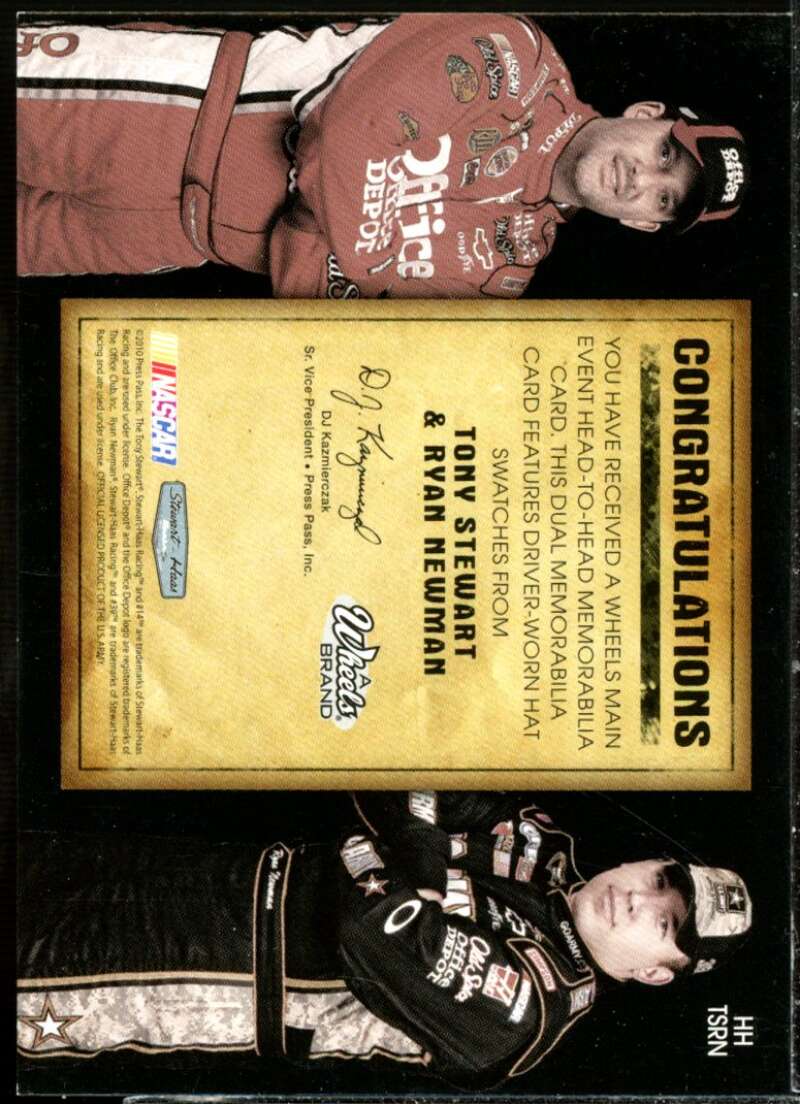 Tony Stewart/Ryan Newman Card 2010 Wheels Main Event Head to Head Blue #HHTSRN  Image 2