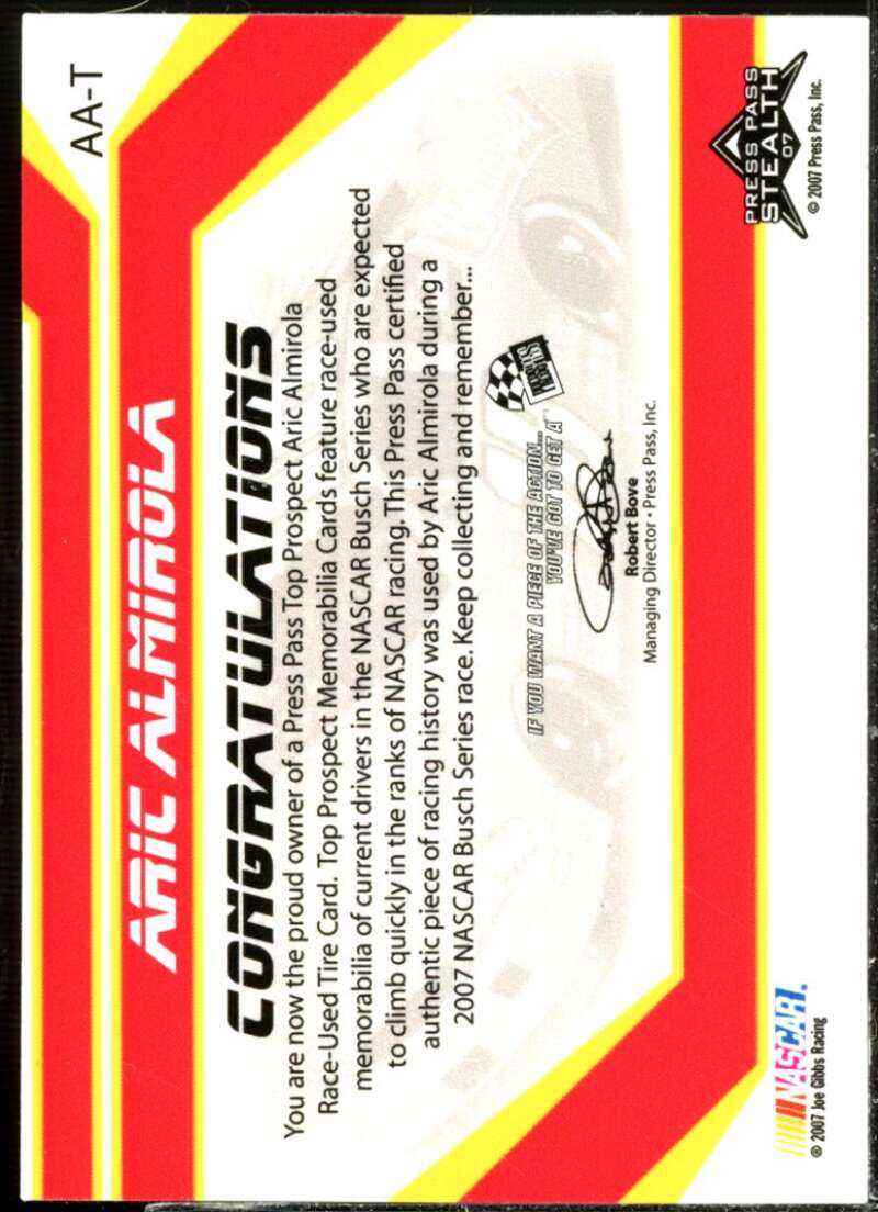 Aric Almirola Card 2007 Press Pass Top Prospects Tires Silver #AAT  Image 2