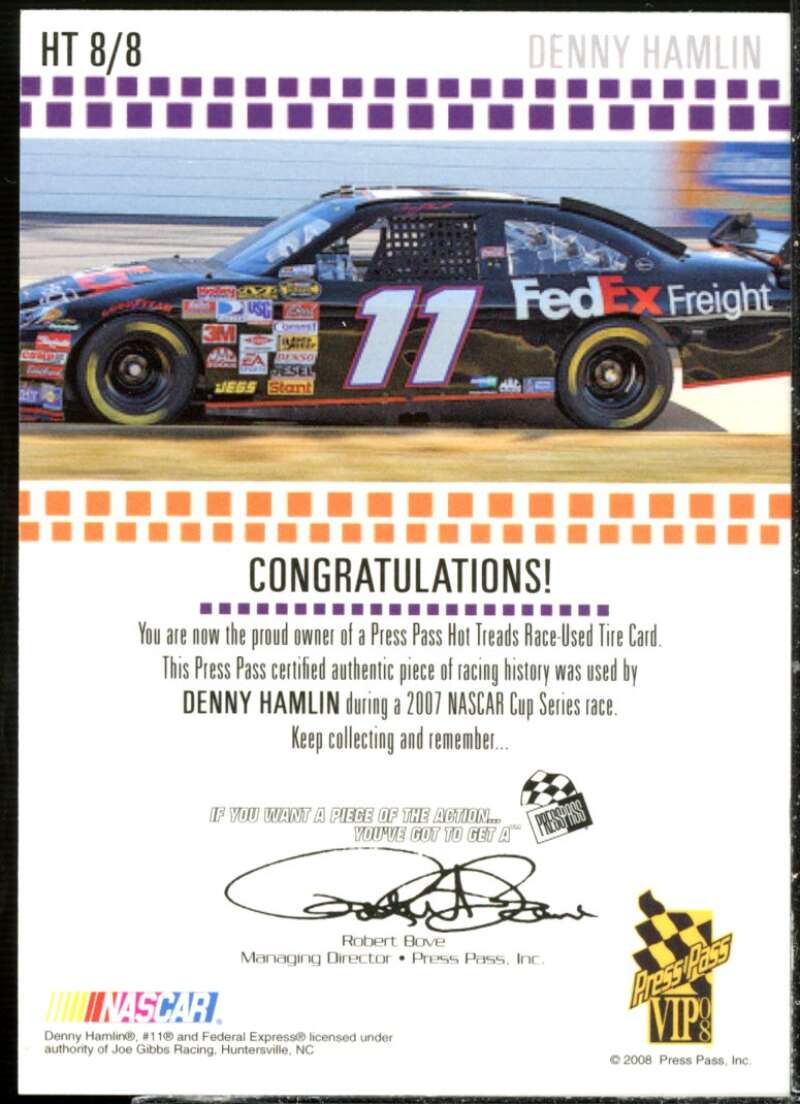 Denny Hamlin Card 2008 Press Pass Hot Treads #HT8  Image 2