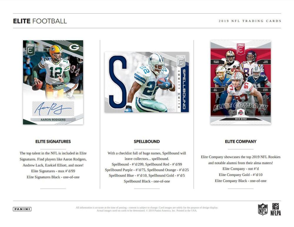 2019 Panini Elite Football Hobby Box Image 5