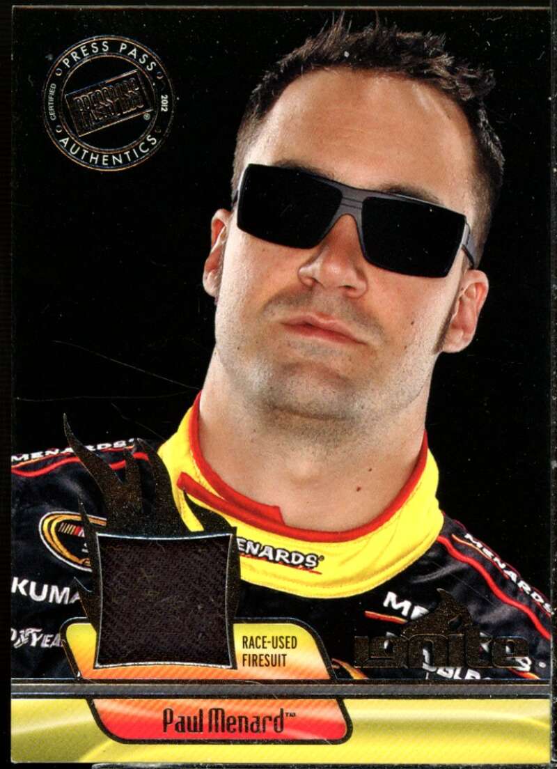 Paul Menard Card 2012 Press Pass Ignite Materials Silver #IMPM  Image 1