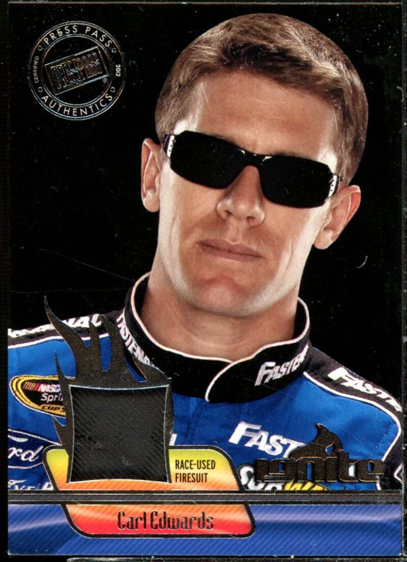 Carl Edwards Card 2012 Press Pass Ignite Materials Silver #IMCE  Image 1