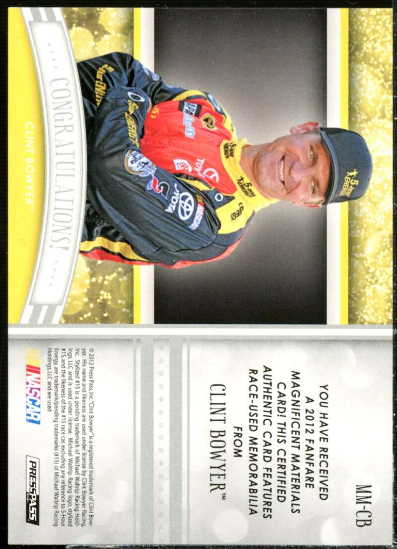 Clint Bowyer Card 2012 Press Pass Fanfare Magnificent Materials #MMCB  Image 2